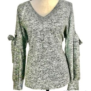 Gray Tie Sleeve Sweater